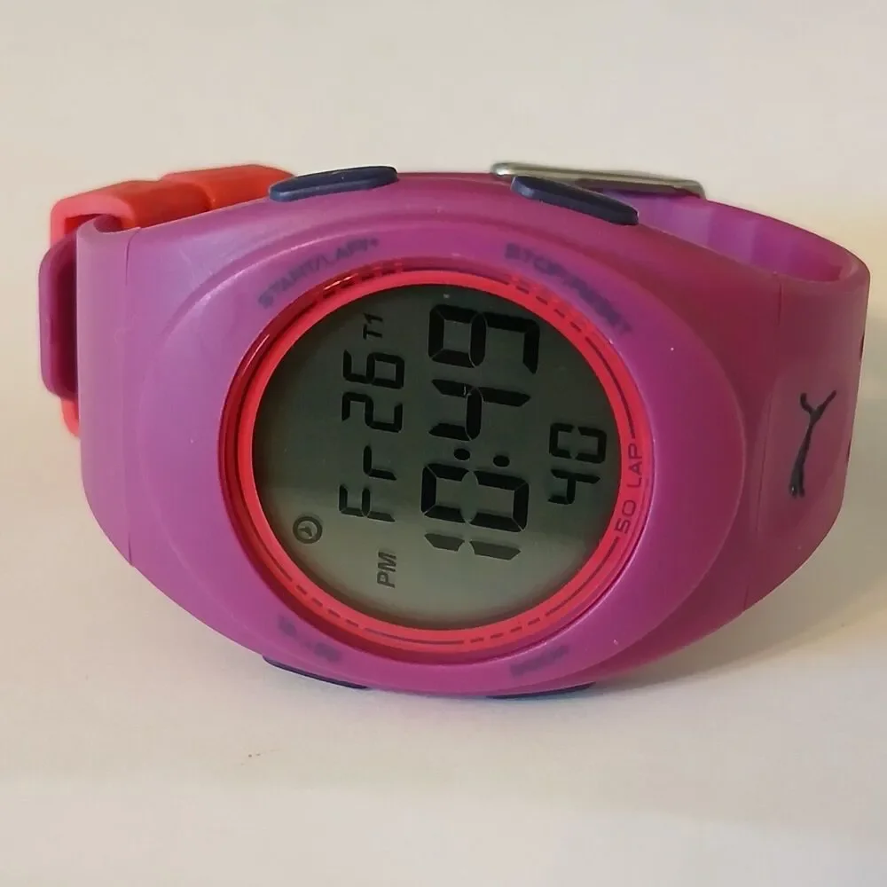 Puma Digital Sports Women's Watch Purple Pink 50 Lap 37mm 911012003